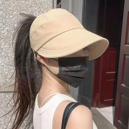 Women’s Quick-Dry Summer Cap – Lightweight Outdoor Visor with Mask Hanger and Sunscreen Protection