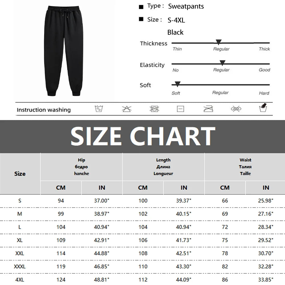 Men's Sweatpants - Spring Autumn Fleece Sport Pants with Drawstring & Pockets, Oversized Casual Trousers