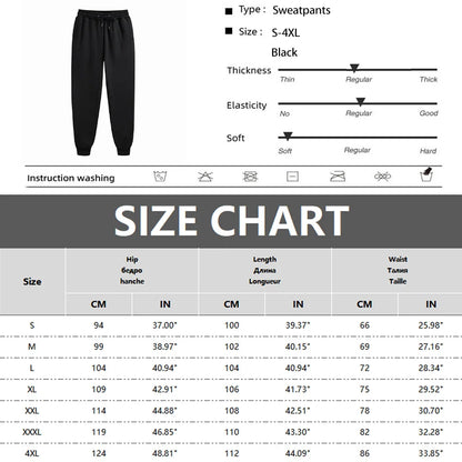 Men's Sweatpants - Spring Autumn Fleece Sport Pants with Drawstring & Pockets, Oversized Casual Trousers