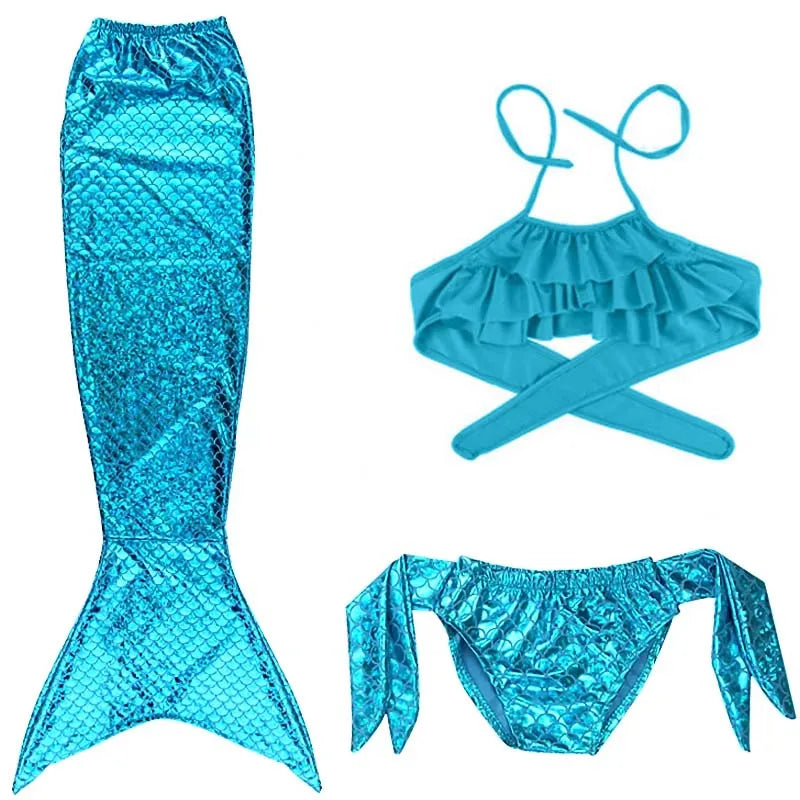 Cosplay Mermaid Tail Costume for Kids — Elastic Swimwear for Girls, Quick-Dry Swimming & Party Use
