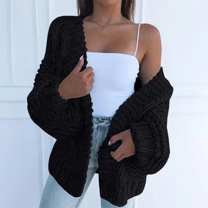 ALLUKASA Women’s Autumn Winter Cardigan – Plush Batwing Long Sleeve Loose Knit Sweater Outerwear Fashion Pullover