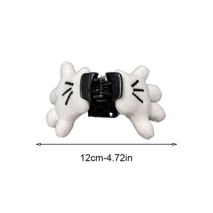 White Fluffy Palm Hair Clip - 3D Cute Oversized Hairpin, Soft Hair Accessory & Gift