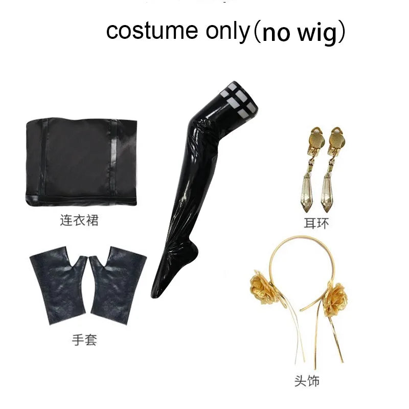 Yor Forger Cosplay Costume Full Set – Headband, Wig, Earrings, Elastic Thigh Stockings & Dress for Comic Con