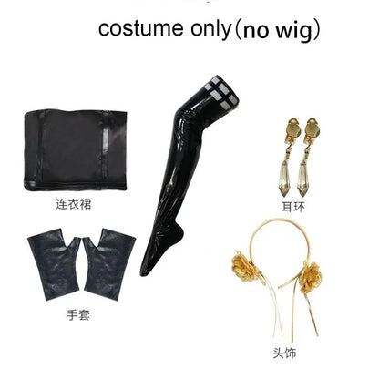 Yor Forger Cosplay Costume Full Set – Headband, Wig, Earrings, Elastic Thigh Stockings & Dress for Comic Con