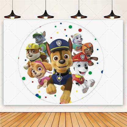 PAW Patrol Cartoon Puppy Birthday Party Backdrop – Animation Theme Decoration Background for Kids Party & Baby Shower Supplies Gift