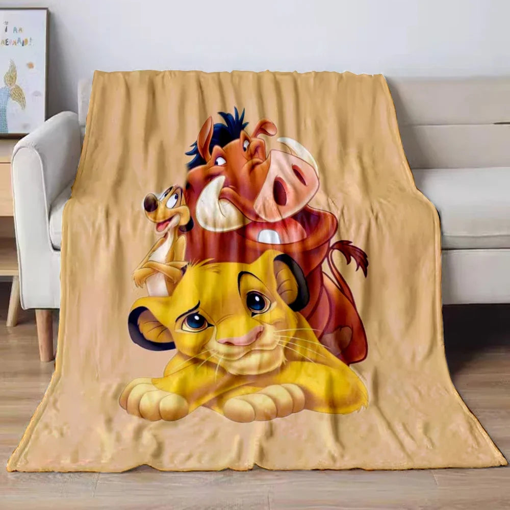 Lion King Simba Cartoon Flannel Blanket – Soft Cozy Throw for Sofa, Bed, Car, Camping, Travel & Kids Gift