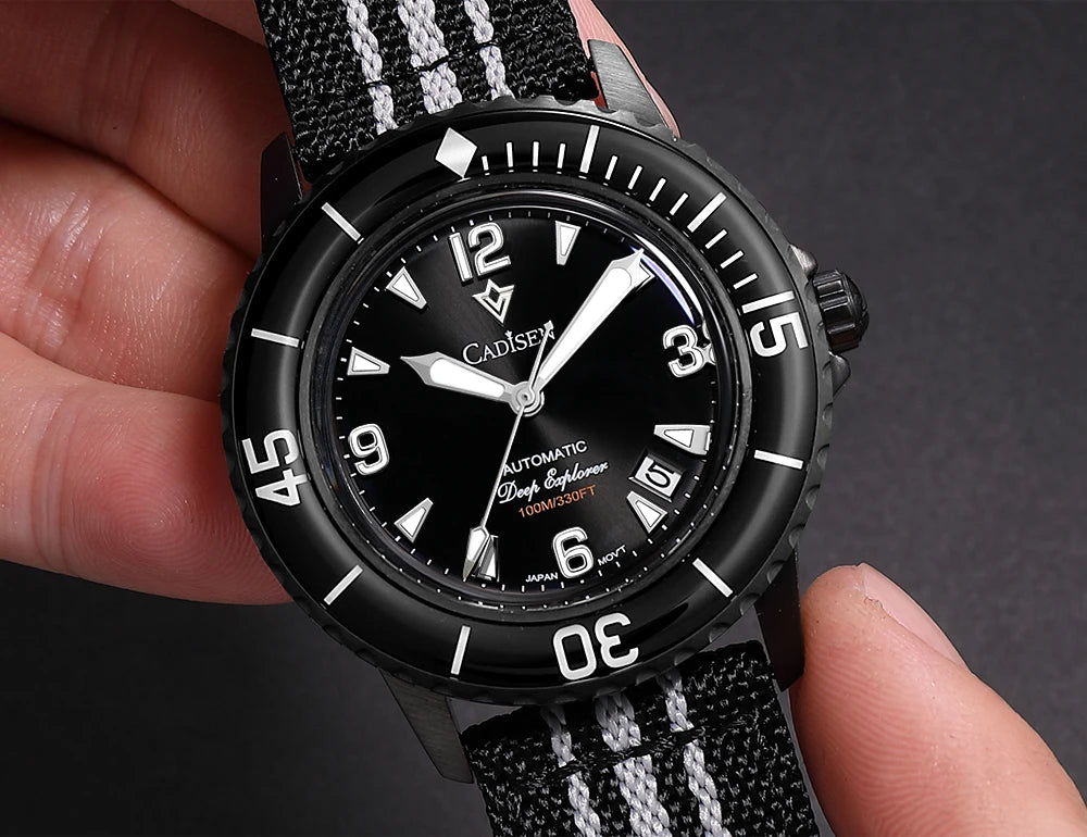CADISEN Deep Explorer 2025 Automatic Mechanical Men’s Watch – Canvas Strap, NH35 Movement, Luminous & Waterproof Luxury Wristwatch