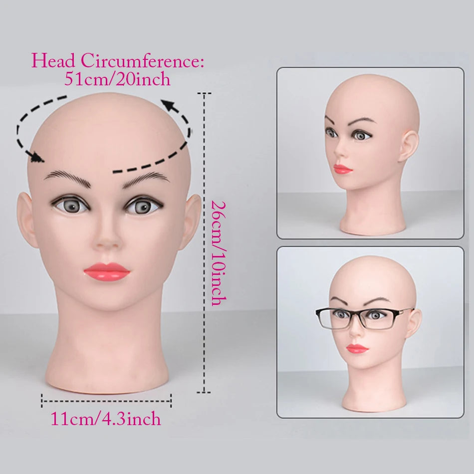Mannequin Head Wig Stand — Adjustable Tripod Holder for Wig Making, Display, and Cosmetology Training