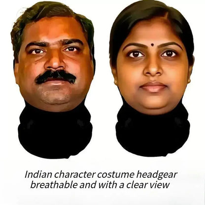 Indian Style Funny Cosplay Mask - Realistic Party Headgear for Cycling and Outdoor Events