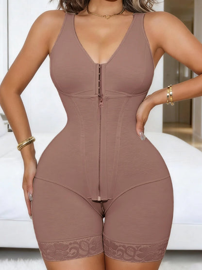 Women’s Full Body Shapewear - Zipper Waist Trainer Tummy Control Body Shaper with Butt Lifting Effect