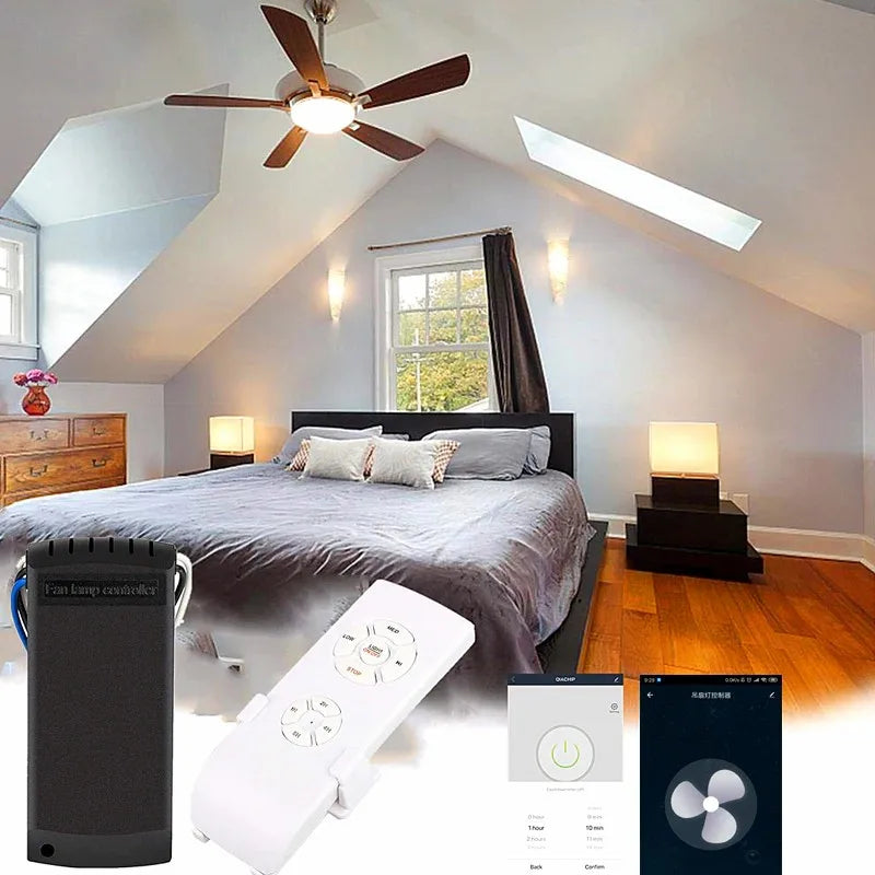 Tuya WiFi Smart Ceiling Fan Light Kit – Remote & App Control, Adjustable Speed, Alexa & Google Home Compatible