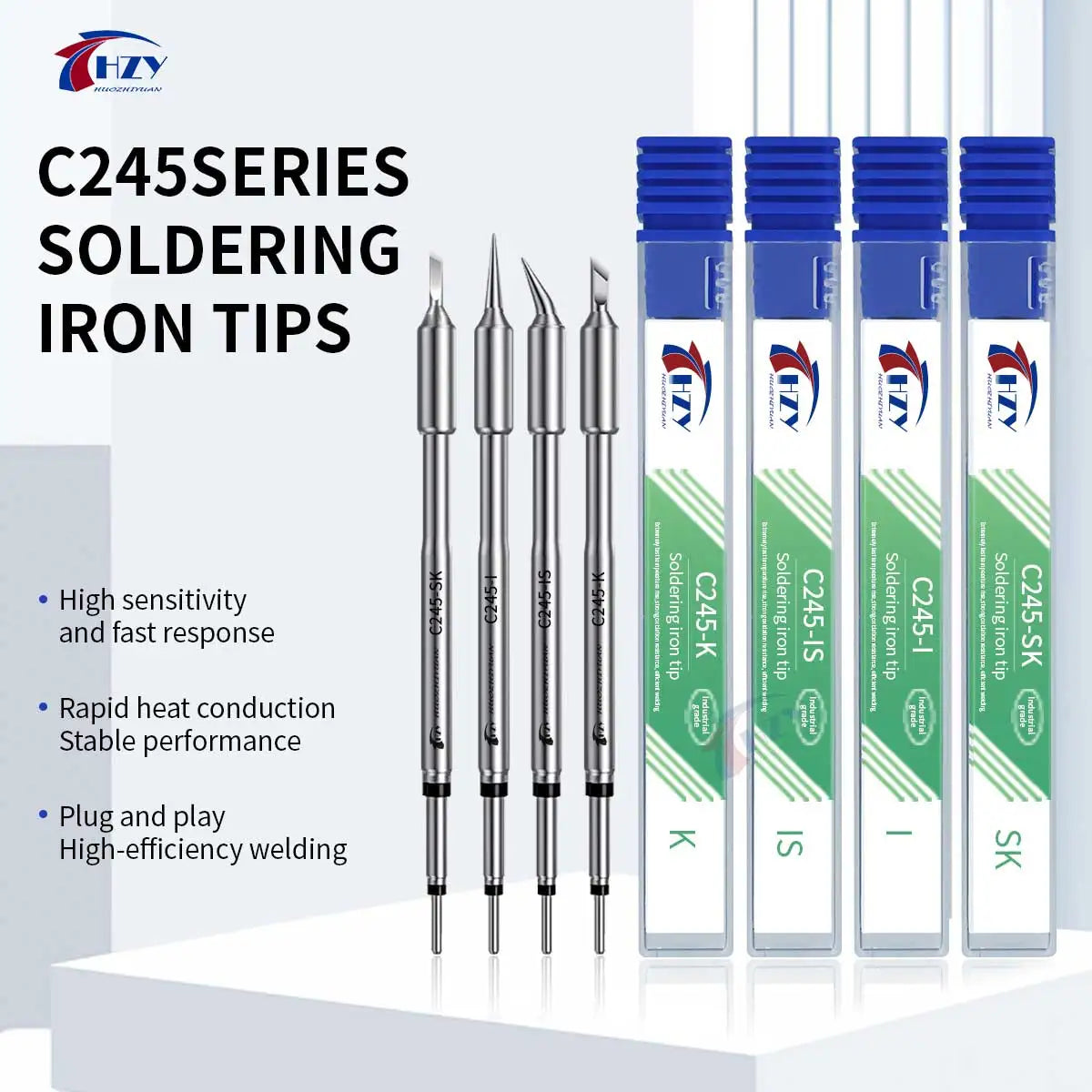 HZY C245 Soldering Iron Tips Set – Universal T245 Compatible Tips for Phone Repair & Soldering Stations