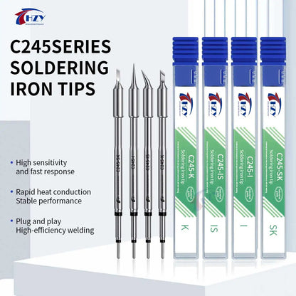 HZY C245 Soldering Iron Tips Set – Universal T245 Compatible Tips for Phone Repair & Soldering Stations