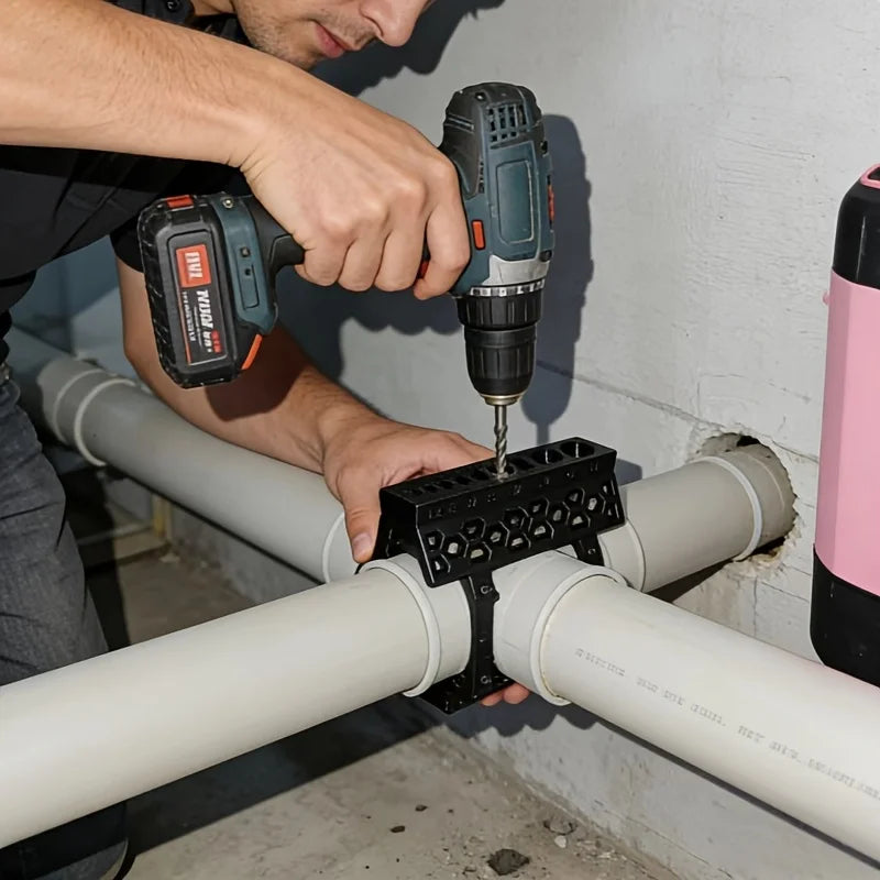 15mm 10-Hole Drilling Guide Jig – Non-Slip PVC Pipe Drill Fixture for Fast, Accurate & Secure Hole Drilling
