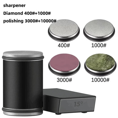 New Rolling Double-Sided Diamond Knife Sharpener – 15° & 20° Magnetic Angle Roller for Kitchen Sharpening
