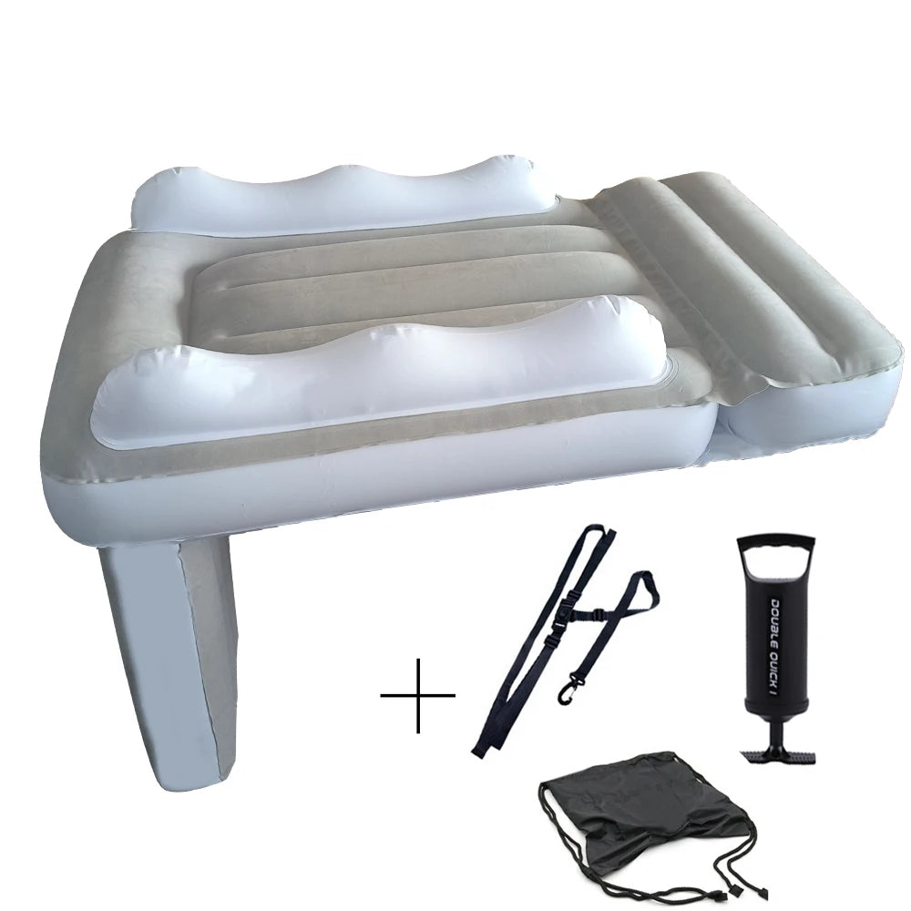 Infant & Kids Inflatable Mattress – Foldable Car Rear & Airplane Travel Flocking Air Bed