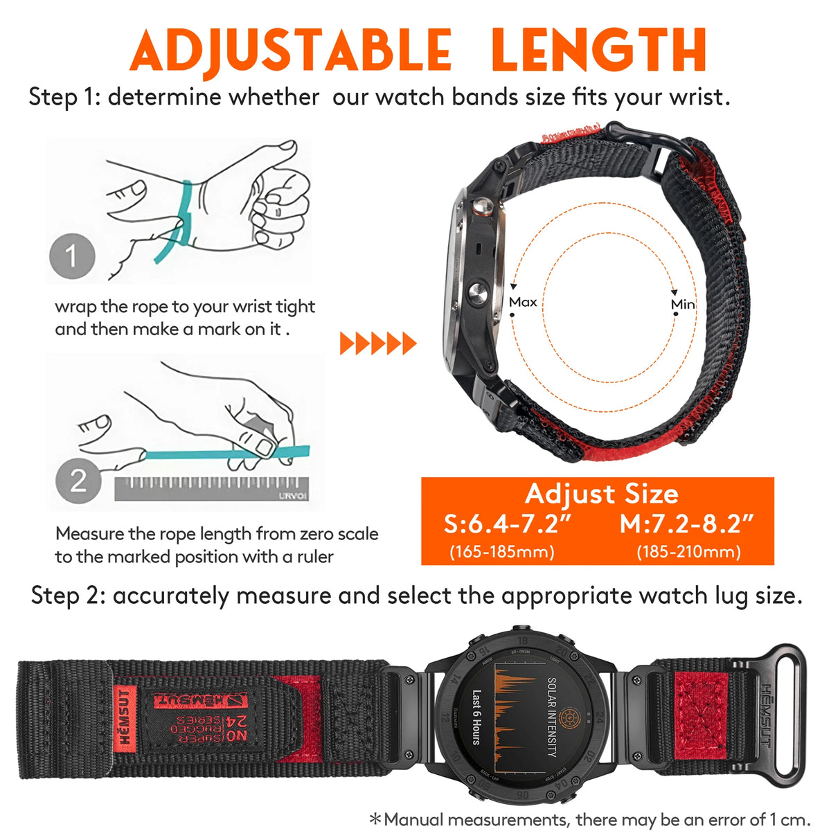 Hemsut Nylon QuickFit Watch Strap - Rugged Sporty Loop Band for Garmin Fenix, Forerunner, Instinct, Enduro & Tactix
