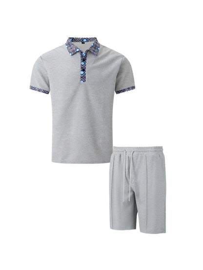 2025 Men's Summer Waffle Knit Short Set – Solid Color Zip-Up Lapel Shirt & Shorts | European & US Style