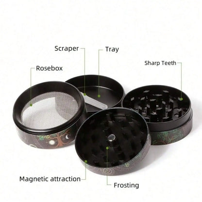 Metal Herb Grinder - Leopard Print Spice Crusher & Tobacco Grinder with Grinding Teeth