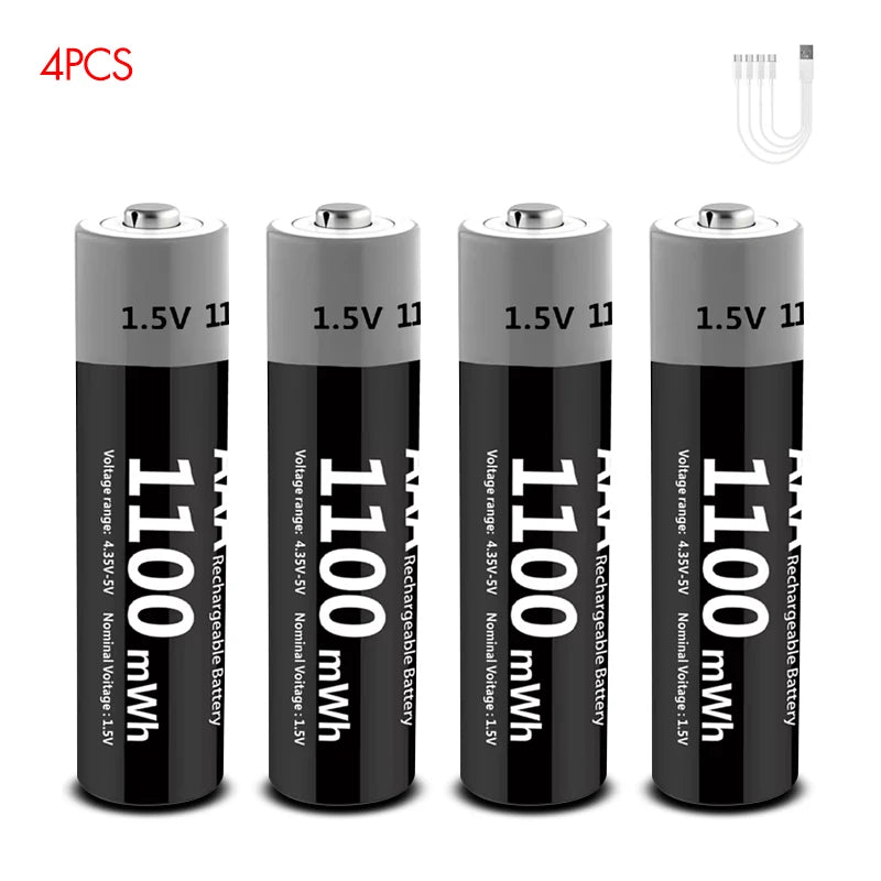 MATOV USB Rechargeable Li-ion AA 3400mWh & AAA 1100mWh 1.5V Batteries Pack