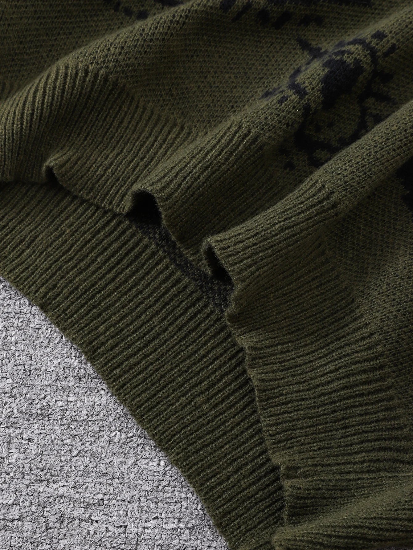 Men's Abstract Eye Jacquard Sweater - Round Neck Knitted Autumn Winter Casual Pullover Top