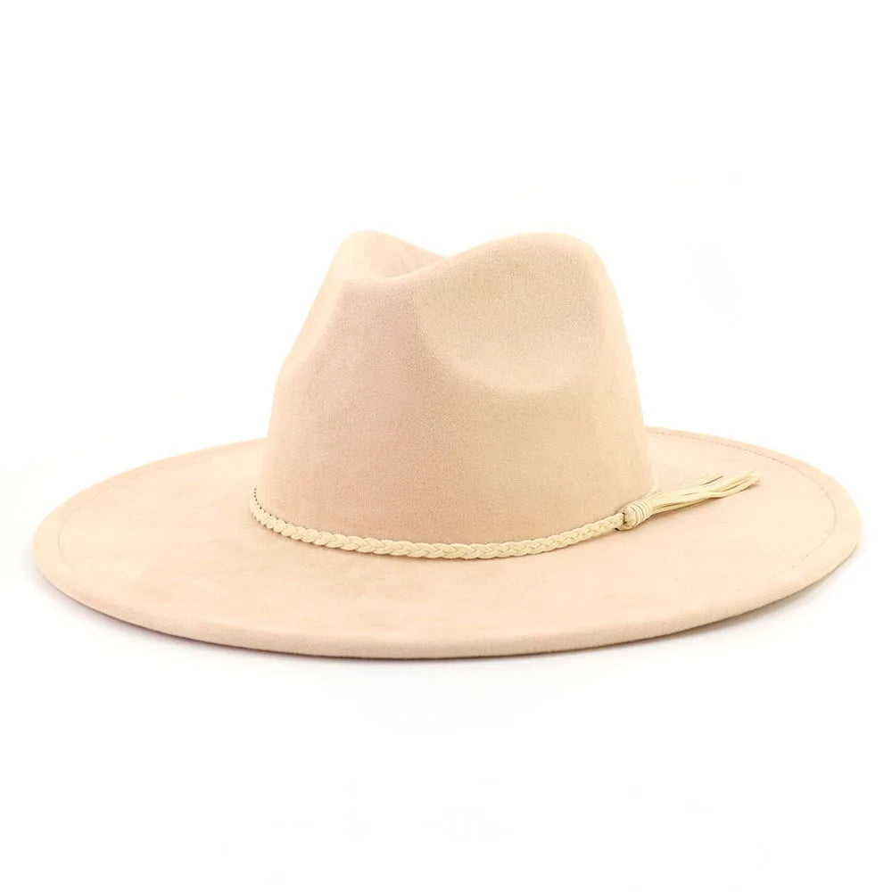Suede Top Hat Fedora - 9.5cm Wide Brim Felt Jazz Hat for Men and Women, Autumn/Winter Classic Church Sombrer