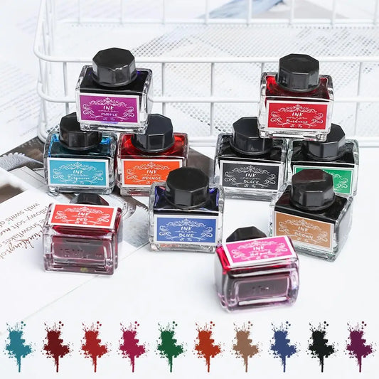 15ml Carbon-Free Fountain Pen Ink — Non-Carbon Ink Bottle for Stationery & Printing
