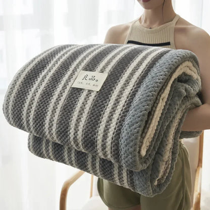 Soft Chenille Knit Throw Blanket - Machine-Washable Crochet Blanket for Couch & Bed