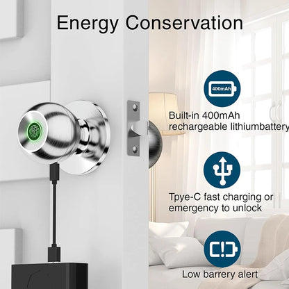 CIEPOJIET Bluetooth Fingerprint Smart Lock – Keyless Tuya App Door Lock with Fingerprint Access