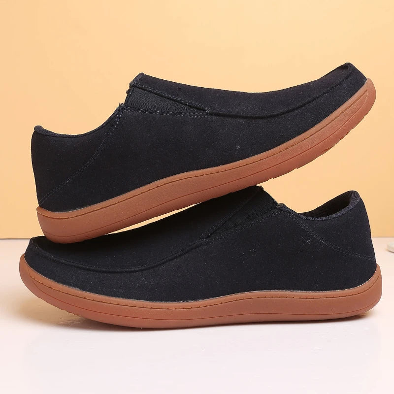 Fujeak Men’s Casual Loafers — Plus Size Non-Slip Wide Sneakers, 2024 Vulcanized Barefoot Shoes