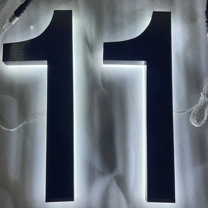 Custom LED House Numbers - Stainless Steel Waterproof Backlit Address Sign for Homes, Hotels & Apartments