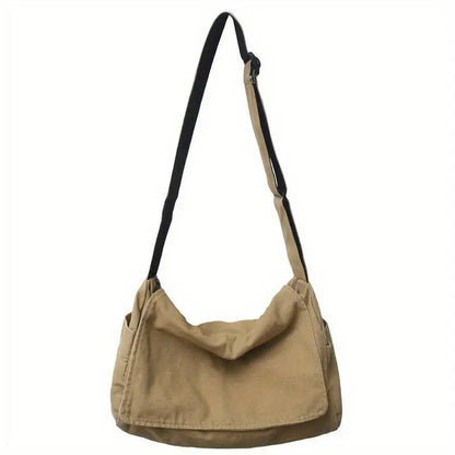 Women’s Vintage Canvas Messenger Bag – Casual Crossbody Shoulder Tote Handbag for Teenagers & Everyday Use