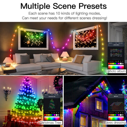 40M RGB LED String Lights - Smart Bluetooth Music Outdoor Fairy Lights with IP65 Waterproof Holiday Party Lighting