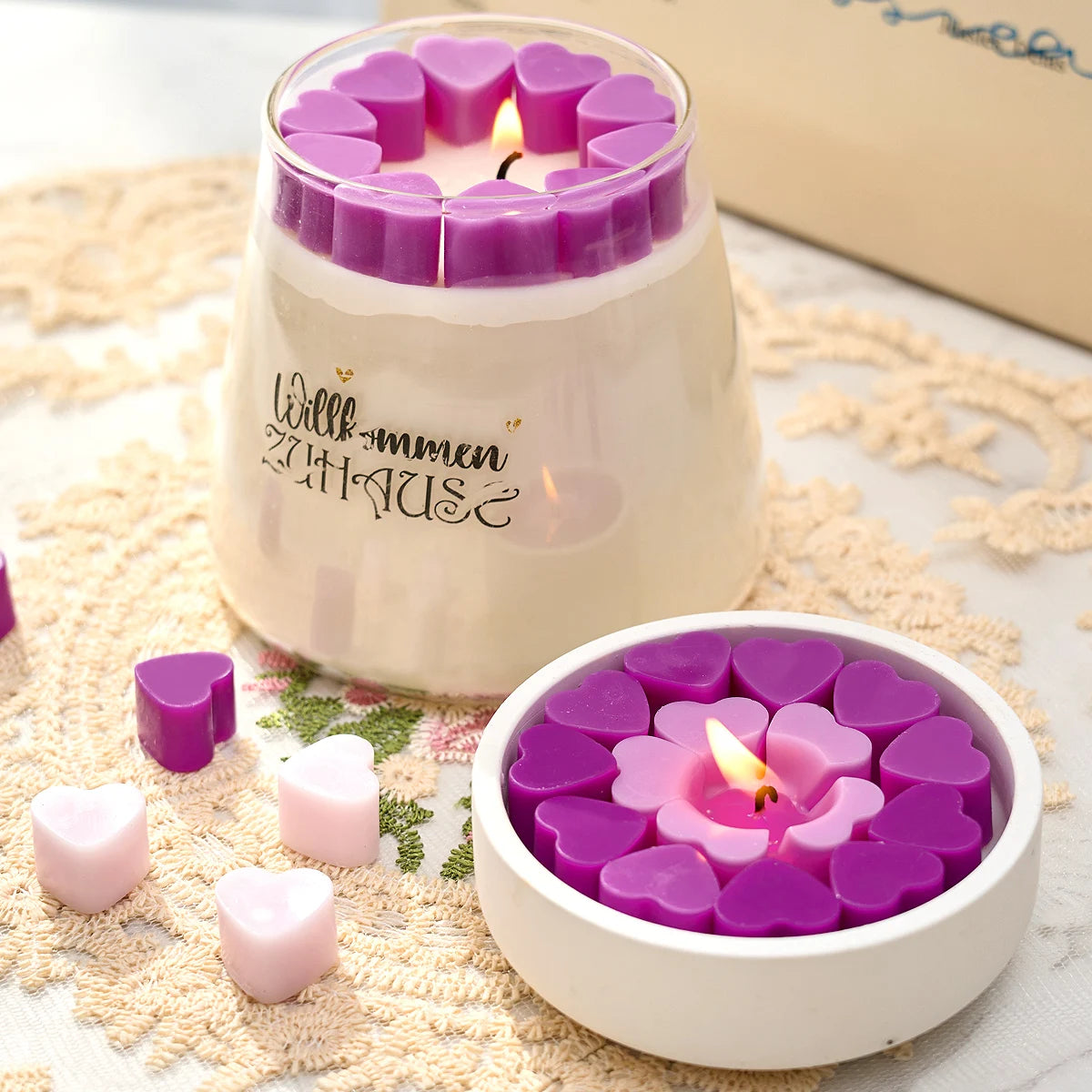 55 Compartment Heart Silicone Candle Mold – Valentine’s Day DIY Candle Making Kit, Love Cake, Chocolate, and Party Gift Mould