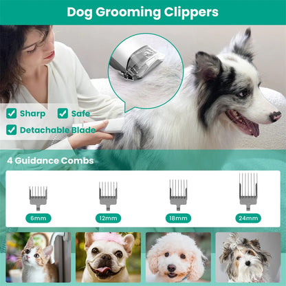 INSE P20 Pet Grooming Kit – Vacuum Suction 99% Pet Hair, Professional Clippers with 5 Tools for Dogs & Cats