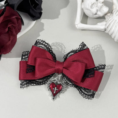 Gothic Lolita Bow Hair Clip - Black Ribbon Fashion Hair Accessory for Girls