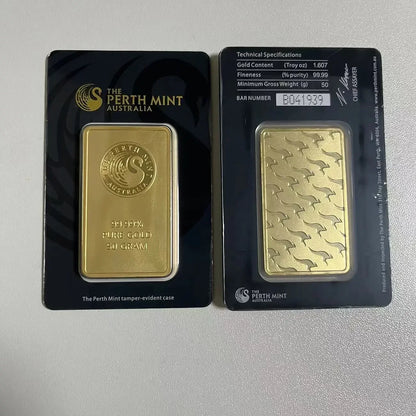 24K Gold Plated Copper Bar – 1g-100g Sealed Bullion Ingot, Non-Magnetic Golden Craft Gift