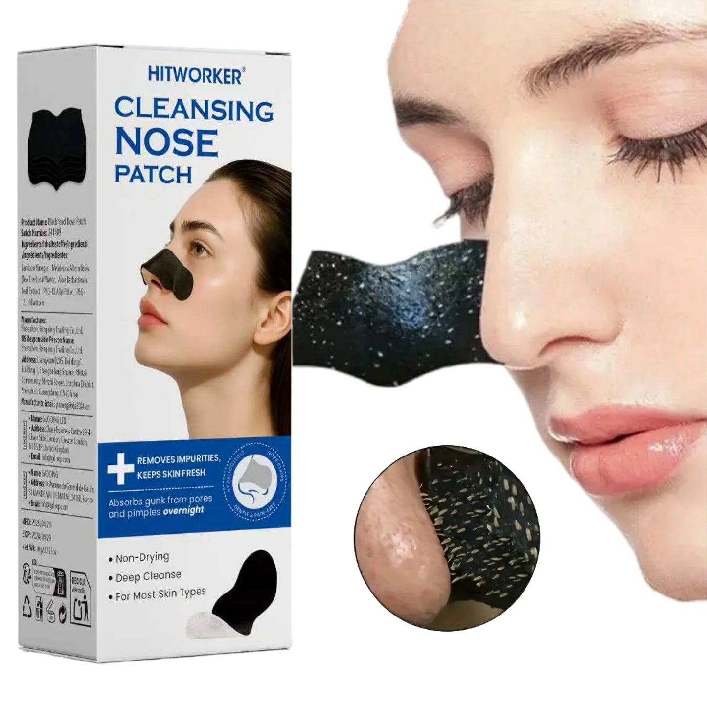 Alcohol-Free Nose Cleansing Strips - Deep-Cleansing Pore Patches for Excess Oil & Refined Skin