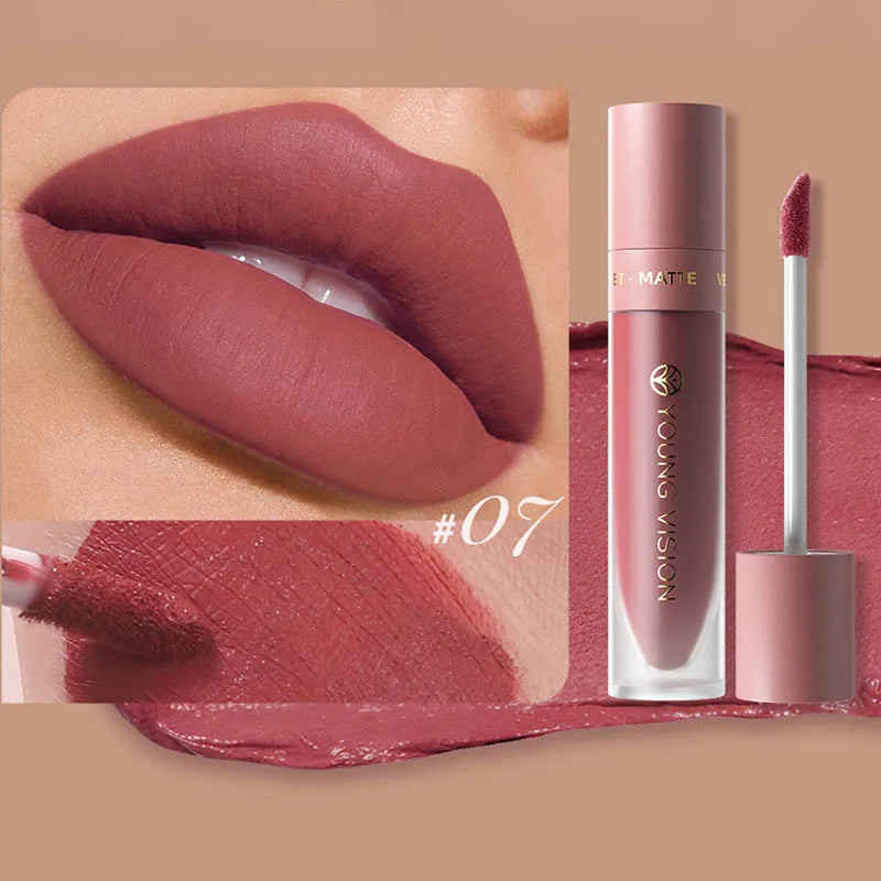 DUNUF Matte Velvet Lipstick - 8 Color Waterproof Plumping Square Tube Lip Gloss Makeup