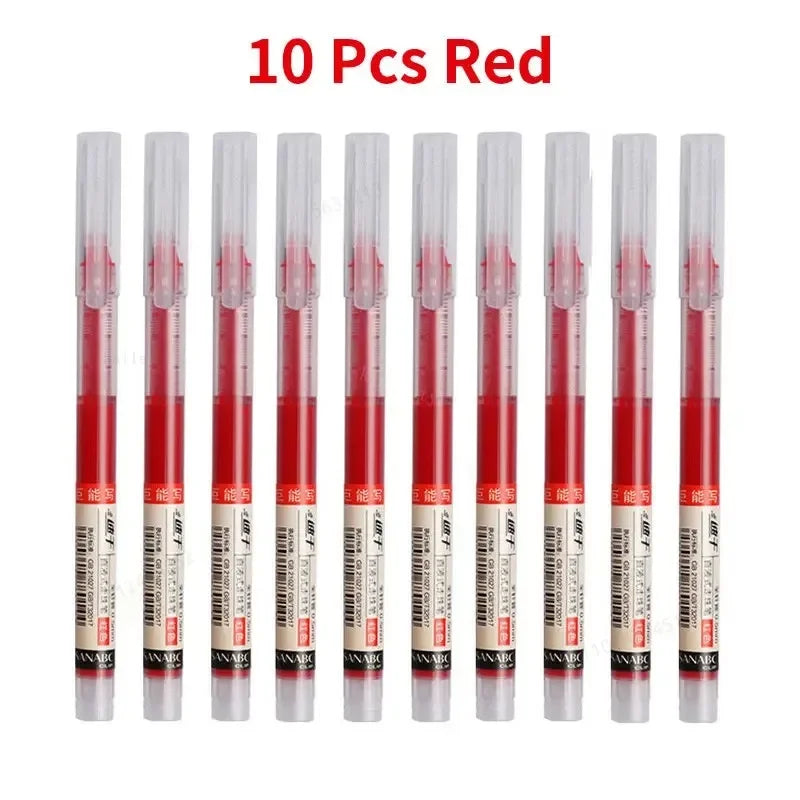 10pcs Needle Tip Gel Pens - High Quality Liquid Ink Ballpoint Pens for School Office Writing & Kawaii Stationery