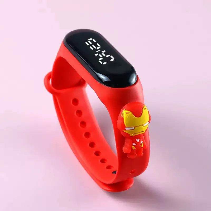 Kids’ Fashion Mickey & Spiderman Watch — Girls’ Electronic LED Sports Bracelet, Touch Screen Waterproof Kids Watch