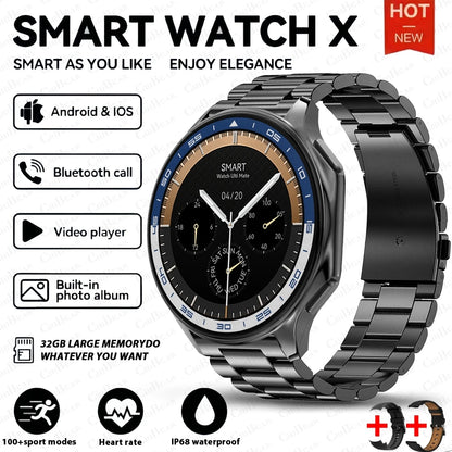 2024 OPPO Watch X Smartwatch — AMOLED 32GB, Waterproof, Bluetooth Call, TWS Music, 3D UI, Video Playback for Men