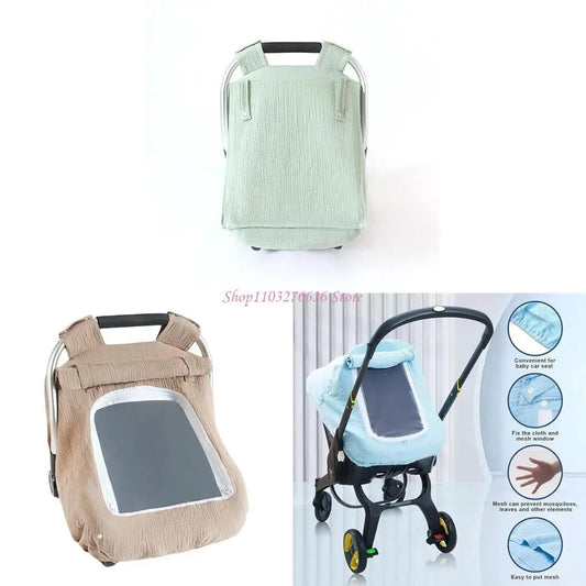 Infant Car Seat Canopy - Breathable Stroller Cover with Window Windproof Baby Sunshade for Boys and Girls
