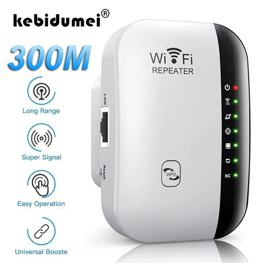 300Mbps Wireless WiFi Repeater — 2.4G WiFi Extender & Signal Booster, 802.11N Router Adapter for Home & Office
