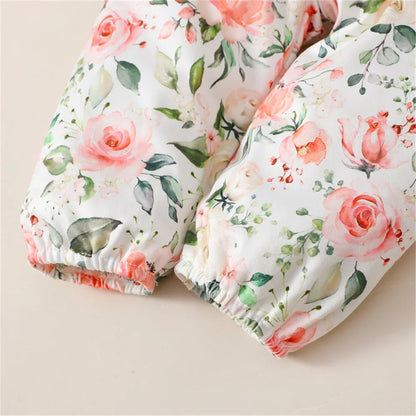 3-Piece Baby Girl Clothes Set – Long Sleeve Romper, Flower Pants & Headband, Spring & Autumn Outfit for 0-18 Months