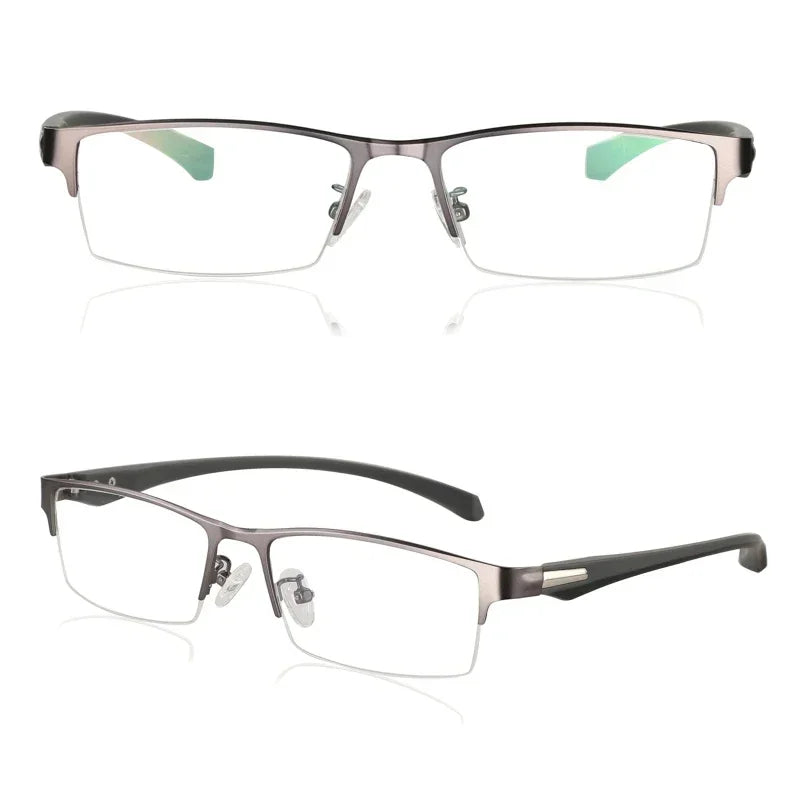 Progressive Multifocal Photochromic Reading Glasses – Anti-Blue Light Half Frame for Men with Presbyopia & Far Sight Protection