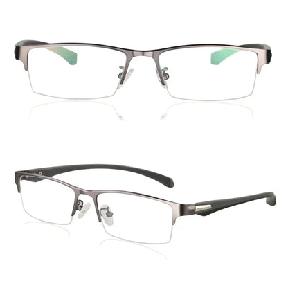 Progressive Multifocal Photochromic Reading Glasses – Anti-Blue Light Half Frame for Men with Presbyopia & Far Sight Protection