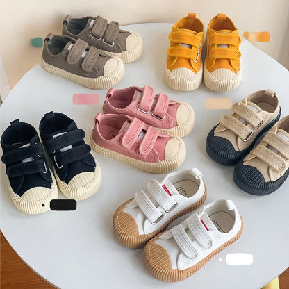 Children’s Canvas Shoes — Boys & Girls Spring/Autumn Breathable Toddler Shoes with Soft Sole & Hook-and-Loop Closure