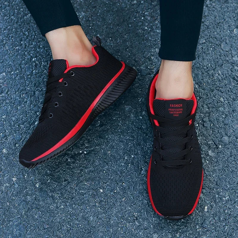 MAEDEF Athletic Shoes for Men – Black Knit Sneakers, Breathable Casual Running, Walking & Gym Shoes for Men & Women