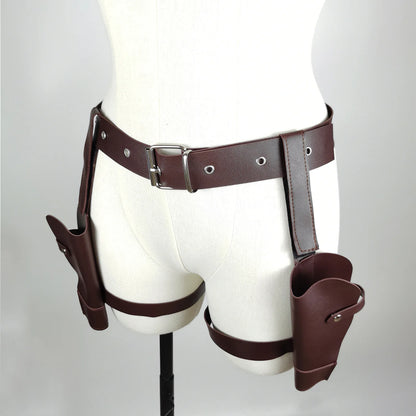 Ancient Tombs Lara Gun Holster Belt – Women’s Western Denim Cosplay Belt for Role-Playing & Costume Guns Holder